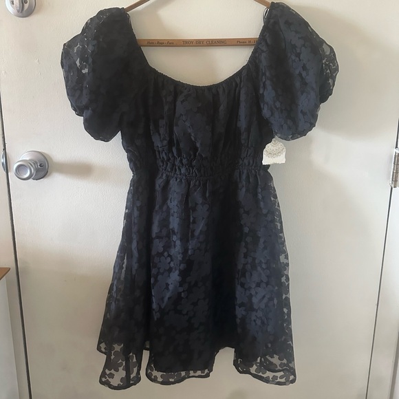NWT Altar’d State Black dress floral formal cute sundress puff sleeves - Picture 5 of 5